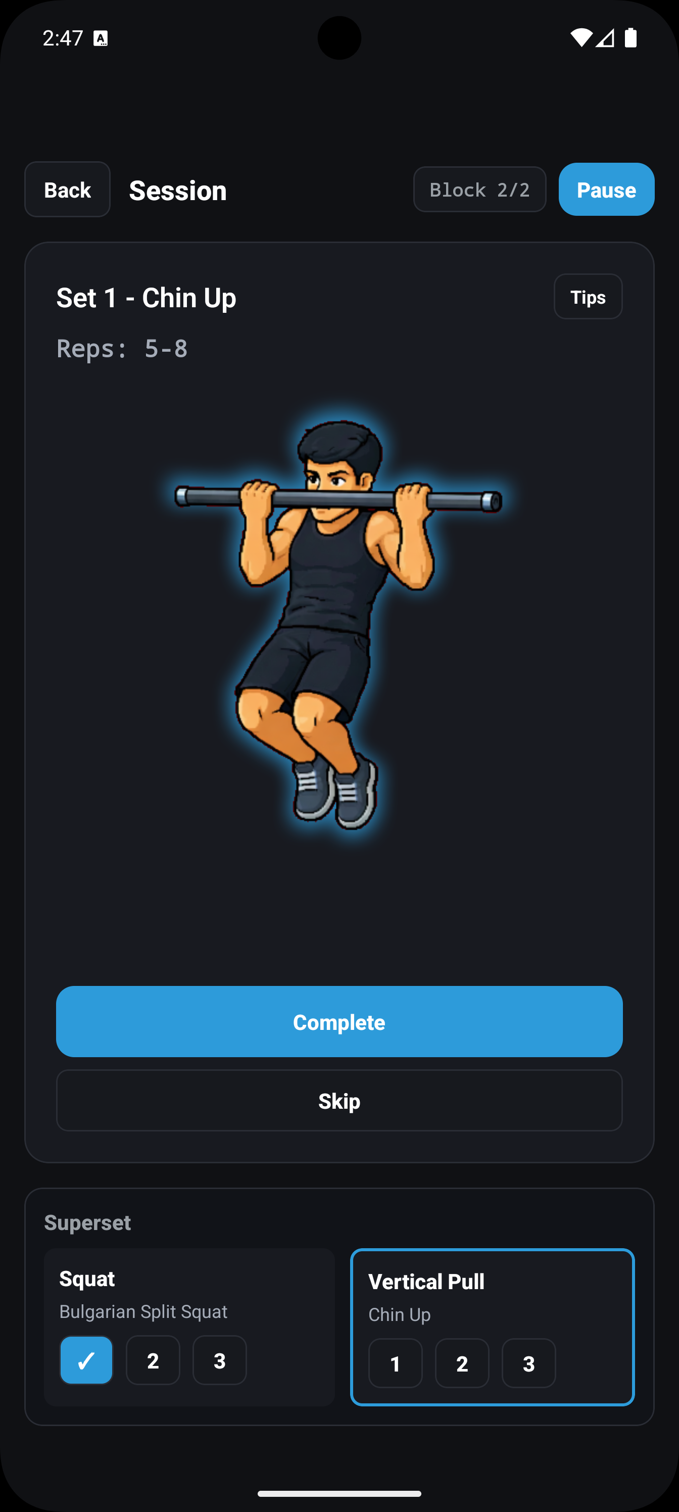 jact strength session phone screenshot
